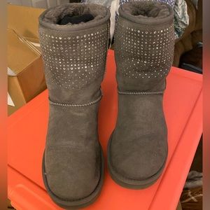 Ugg Boot Bling Rhinestone Classic Short Gray size 10 women’s
